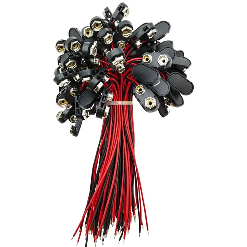 Vista 9 de Conector de batería de 9 V, 10 piezas tipo T de 9 voltios conector de hebilla de plástico duro utilizado en experimentos estudiantiles, u otros