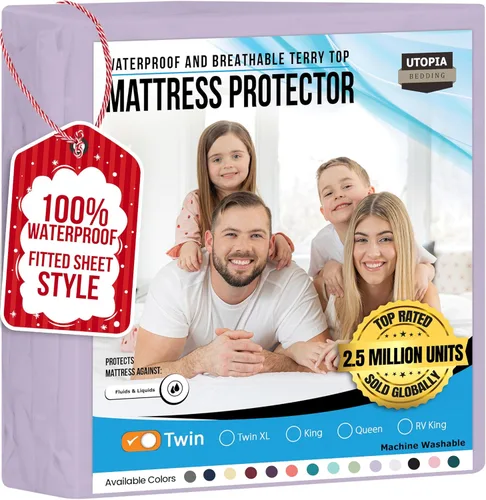 Vista 45 de Utopia Bedding - Protector de colchón impermeable tamaño king, funda de colchón de terry premium de 200 GSM, cubierta de cama suave y transpirable