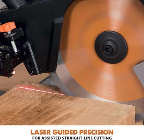 Vista 9 de Evolution Power Tools R255SMS - Sierra ingletadora deslizante de 10 pulgadas, multimaterial, multiusos, corta metal, plástico, madera y más