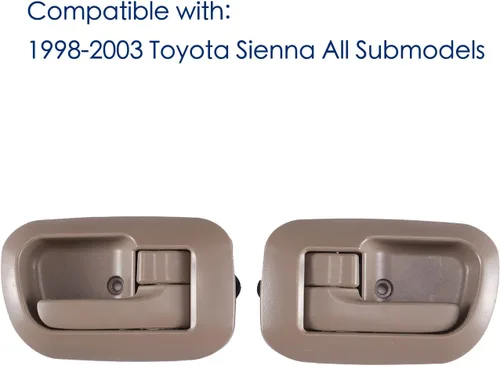 Vista 4 de 1 par de manijas de puerta interiores compatibles con Toyota Sienna 1998 1999 2000 2001 2002 2003, sustituye a OE 80533 80504, marrón