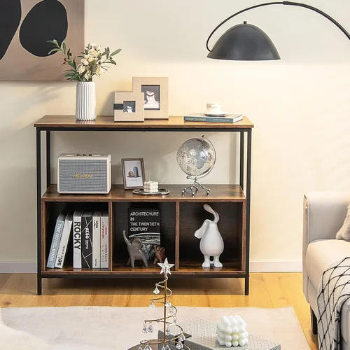 Vista 2 de PETSITE Mesa de buffet aparador con gabinete de almacenamiento y estantes, soporte industrial para horno de microondas, estación de barra de café