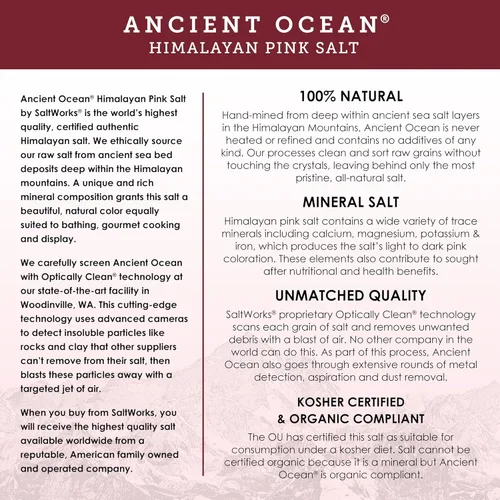 Vista 3 de SaltWorks Ancient Ocean - Sal rosa del Himalaya, grano medio, bolsa de 5 libras