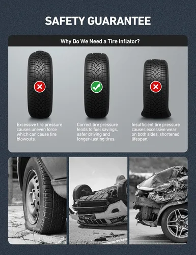 Vista 3 de AstroAI Medidor digital de presión de neumáticos con inflador, manómetro de aire de 250 PSI y accesorios de compresor de alta resistencia