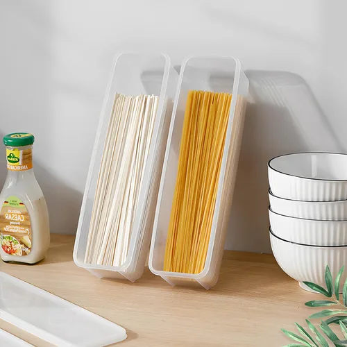 Vista 6 de ZENFUN Juego de 6 recipientes de almacenamiento de pasta con tapa, soporte hermético para fideos de espagueti, caja de almacenamiento rectangular