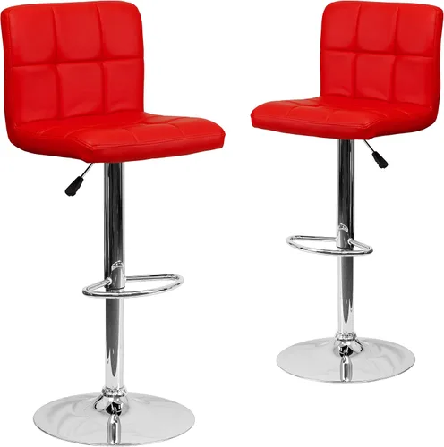 Vista 10 de Flash Furniture Kathleen - Taburete de bar contemporáneo de vinilo acolchado negro con altura ajustable con base cromada