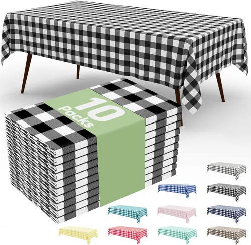 Vista 53 de misaya Paquete de 4 manteles desechables de búfalo, mantel de plástico impermeable de 54 x 72 pulgadas, manteles rectangulares a cuadros caqui