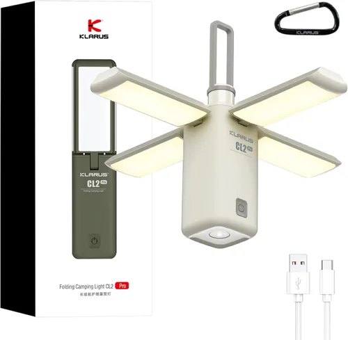 KLARUS CL2 Rechargeable Camping Lantern, 750LM 7 Light Modes Waterproof Foldable Tent Light with Power Supply for Emergency, Camping, Beach, Travel,