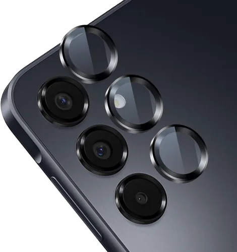 Vista 11 de TENOC Protector de lente de cámara para Samsung Galaxy A15, cubierta de pantalla de cámara de vidrio templado 9H, anillo individual de metal negro