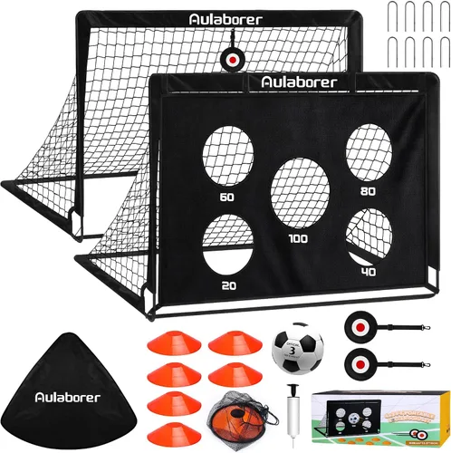 Portería de fútbol, 4x3 pies. Juego de porterías de fútbol para niños para el patio trasero, portería de fútbol emergente portátil con red de