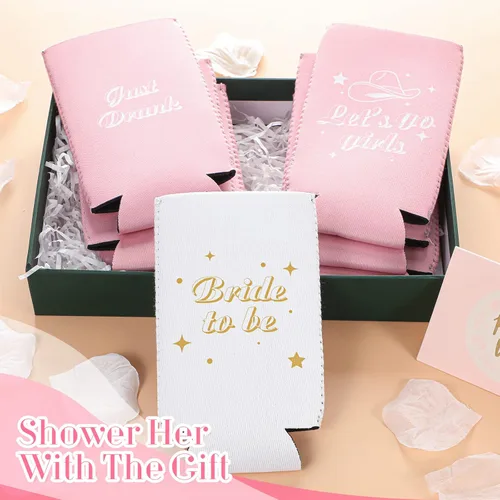 Vista 5 de 12 fundas para latas de despedida de soltera, diseño de vaquera, delgadas, para despedida de soltera, para despedida de soltera, para novias