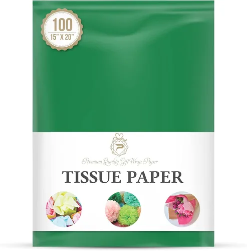 Vista 4 de Papel de seda descartable color azul agua, 15x20 pulgadas, 100 hojas.