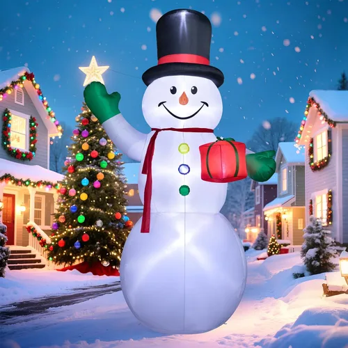 Vista 9 de Dawdix Muñeco de nieve inflable de Navidad de 7 pies, decoración de patio al aire libre, muñeco de nieve inflable de Navidad, luces LED y LED