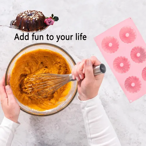 Vista 6 de 3 moldes de silicona para tartas, moldes antiadherentes de 6 cavidades, mini moldes de gelatina de silicona, mini moldes para pastel, molde