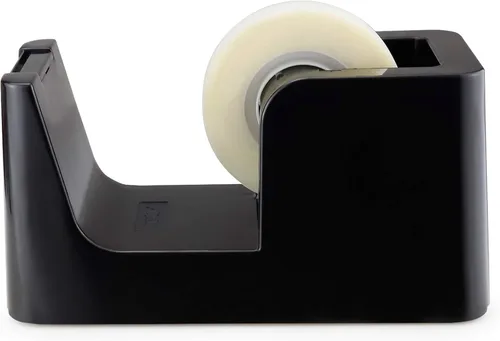 Vista 6 de ABEL SimpleWork Dispensador de cinta de escritorio, negro, núcleo de 1 pulgada, base con peso antideslizante, cortador de cinta para oficina, hogar