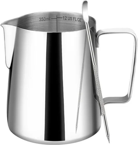 Vista 22 de Amrules Tazas de café expreso negras, taza de medición de café de 7 oz/200 ml con asa de madera, taza de espresso de acero inoxidable 304 con escala