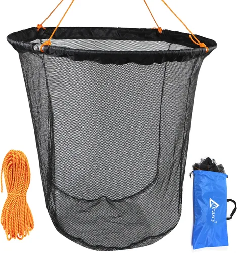 Drasry Red de aterrizaje de pesca plegable para puente y muelle, red de caída de anillo de aluminio con alta carga para agua salada y agua dulce,