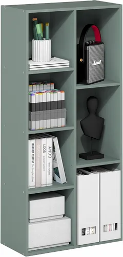 Vista 75 de Furinno - Estantería con 1 gabinete con puerta serie Luder, color blanco