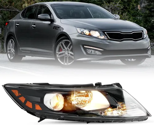 Vista 10 de SOCKIR Conjunto de faros halógenos de repuesto para Kia Optima 2011 2012 2013, carcasa negra, reflector transparente para lado del conductor