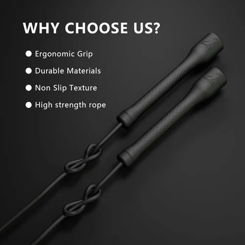 Vista 5 de Cuerda de Saltar para Entrenamiento, Cuerda de Saltar de PVC de 5mm, Longitud Ajustable con Manijas a Prueba de Rompimiento, Ideal
