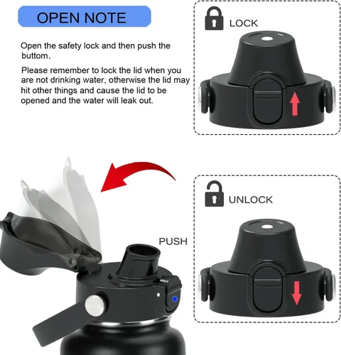 Vista 2 de SYACOT Tapa de boquilla automática para botellas de agua de boca ancha Hydro Flask, tapa de boquilla superior de repuesto para HydroFlask de boca