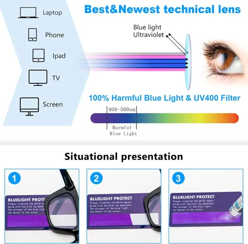 Vista 6 de REAVEE Oprah Style - Lentes de lectura para mujer, bloqueo de luz azul, elegantes y de gran tamaño, bisagra de resorte