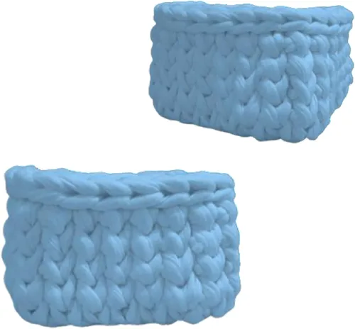 Vista 20 de Trapillo G&Y Set de 3 Cestas tejidas en ganchillo, almacenamiento de objetos pequeños Tamaño Mini. (Big, Amarillo)