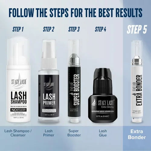 Vista 4 de STACY LASH Adhesivo para extensiones de pestañas/0.50 onzas líquidas/0.5 fl oz/reduce los humos de pegamento de extensiones de pestañas/Super