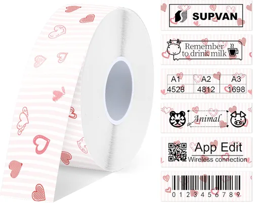 Vista 9 de SUPVAN Cinta para etiquetadora E10 y E11, 2 rollos transparentes de 0.59 pulgadas x 19.7 pies (0.591 in x 19.7 ft), repuesto de cinta térmica