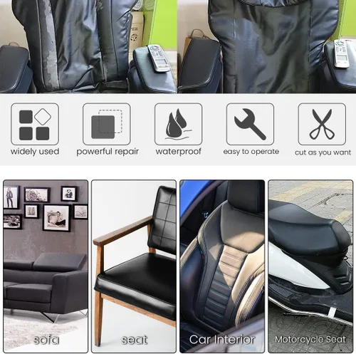 Vista 6 de Tenalleys 2 parches de reparación de cuero autoadhesivos de 8 x 11 pulgadas, kit de reparación de piel sintética para sofás, asientos de automóvil