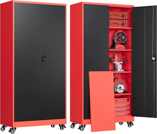 Vista 16 de 36" H Metal Garage Cabinet, 2 Doors Storage Cabinets, Steel Utility Tool Caninet, Short Locking Caninets with Adjustable Shelves, Black Lockable