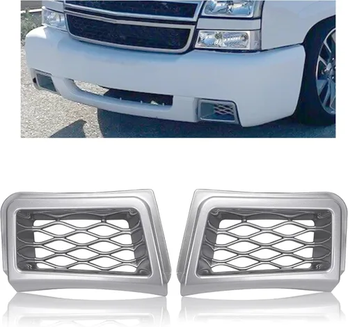 Vista 11 de ECOTRIC Juego de conductos de aire de calibrador de parachoques compatible con Chevrolet Silverado 1500 2003-2007, par de estilo fibra de carbono