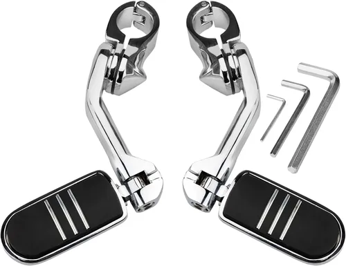 Vista 9 de Estriberas de carretera en ángulo de 1.25 pulgadas de largo para motocicleta, reposapiés ajustables con abrazaderas kit de soportes compatible