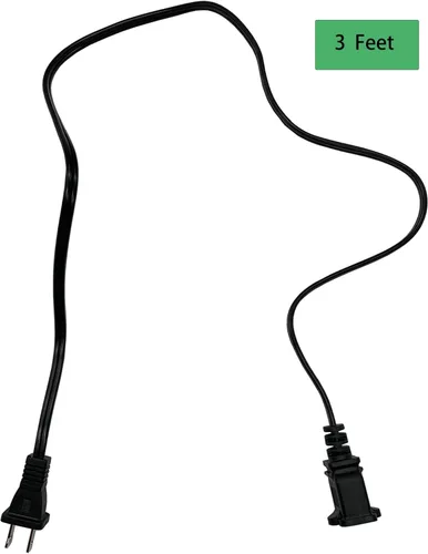 Vista 5 de Cable de extensión corto de 3 pies, cable de alimentación CA macho y hembra de EE. UU. SPT2 18 AWG 10 A 125 V, cables de extensión interiores de 2