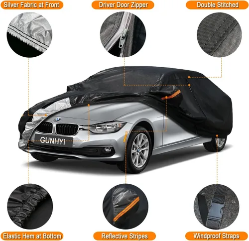 Vista 15 de GUNHYI Funda para SUV de 6 capas con ajuste personalizado para BMW X1 (2010-2025) Impermeable para todo tipo de clima, protección resistente