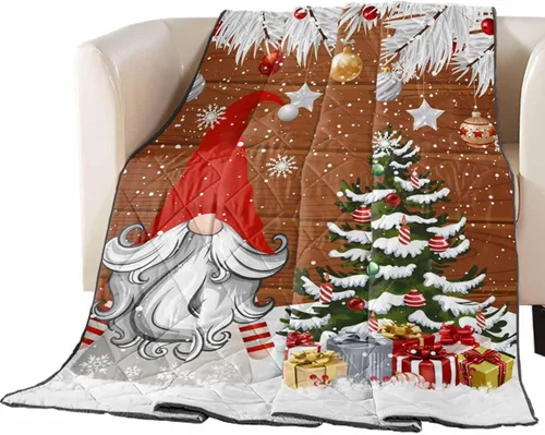 Vista 12 de T&H XHome Quilt Twin Size Luxury Quilted Comforter Bedspread-Thin Soft Cozy, Navy Blue Christmas Balls Winter Snowflake Reversible Stitched
