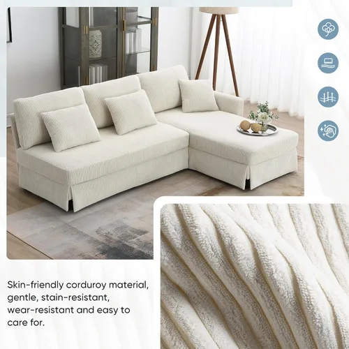 Vista 138 de Sofá modular de felpilla con tapicería en forma de L, sofá modular de 4 asientos con otomana extraíble y 5 almohadas para sala de estar, apartamento