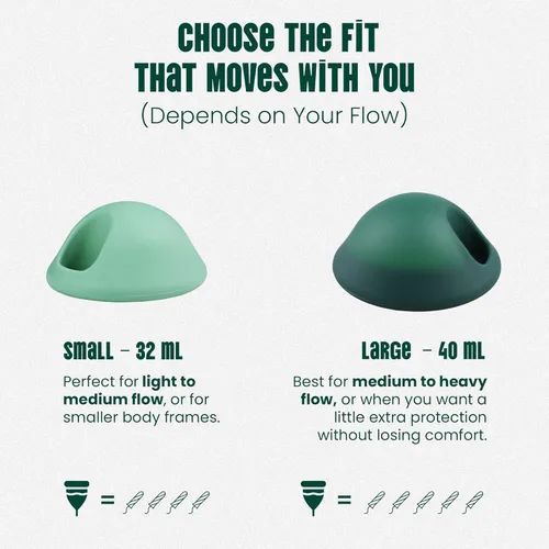 Vista 6 de Shordy Juego de 2 discos menstruales reutilizables (pequeños y grandes), discos de silicona suaves de grado médico con extracción de fácil agarre, a