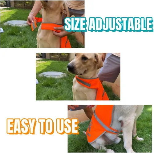 Vista 4 de Chaleco reflectante para perro, chaleco naranja de alta visibilidad, chaleco de seguridad para perros para caminar, trotar o entrenar, talla XL