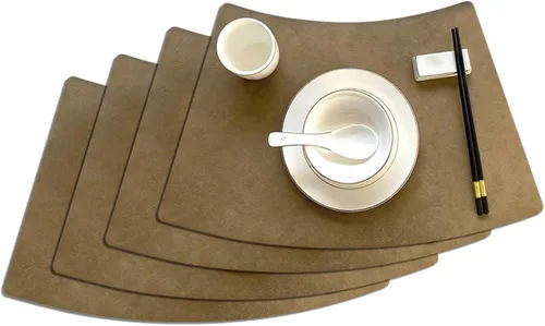 Vista 13 de Leather Round Table Washable Placemats, Thick Faux Leather Heat Resistant Wedge Table Placemat, Waterproof Non-Slip Easy to Clean Place mat for