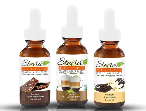 Stevia Drops Irish Cream, English Toffee & Vanilla Stevia Select Keto Coffee - Paquete de sabores de stevia sin azúcar (3)