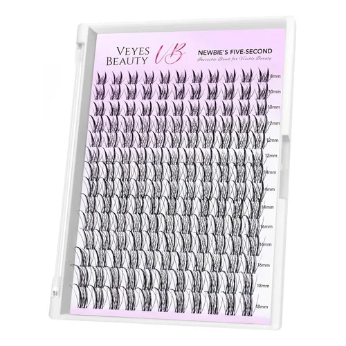 Vista 12 de VEYESBEAUTY Extensiones de Pestañas en Racimos Banda Delgada e Invisible DIY Pestañas Postizas Individuales Serie de Cinco Segundos