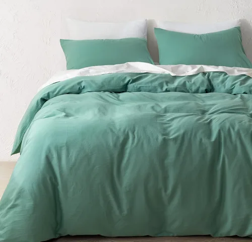 Vista 10 de HeimenAogo Juego de funda de edredón de algodón egipcio, tamaño individual/individual XL, funda de edredón ultrasuave y transpirable con cierre