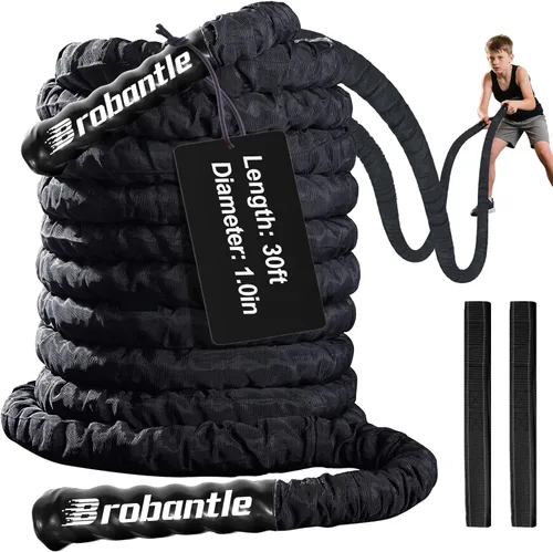 Cuerda de batalla de 1/1.26/1.5/2 pulgadas de diámetro, rosa de 30 pies/40 pies/50 pies, cuerdas de entrenamiento de ejercicio para gimnasio en