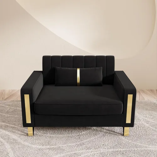 Vista 46 de Sofá moderno de terciopelo de 85.63 pulgadas con patas de metal dorado, tapizado grande de mediados de siglo, moderno, cómodo, sofás de 3 plazas