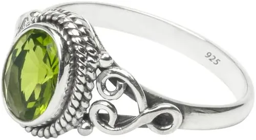 Vista 3 de Avicrafts Anillo de piedra de peridoto de plata de ley 925 para mujer, hecho a mano, joyería de Navidad, regalo para ella