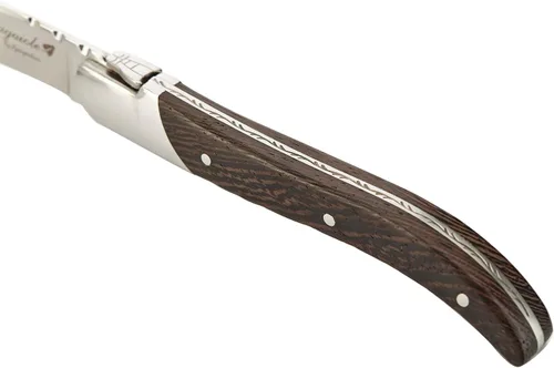 Vista 3 de Laguiole By FlyingColors - Juego de cuchillos para carne, acero inoxidable, mango de madera de wengué, caja de regalo, 6 piezas
