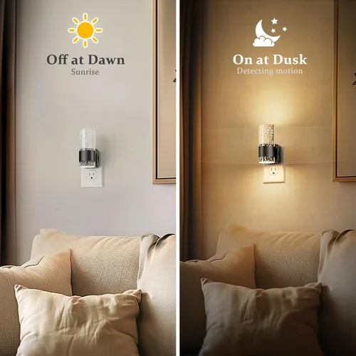 Vista 3 de JandCase Luz nocturna, luces nocturnas enchufables a la pared, luz nocturna LED de 3000 K con brillo ajustable de 0 a 100 lúmenes, luz nocturna
