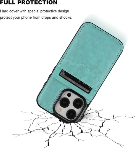 Vista 6 de KIHUWEY Compatible con iPhone 15 Pro Funda Cartera con Soporte para Tarjetas de Crédito, Tapa de Cuero Premium con Cierre Magnético y Soporte, Funda