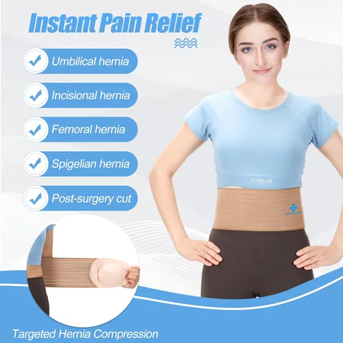 Vista 4 de Cinturón de hernia umbilical para hombres y mujeres, carpeta de apoyo abdominal con almohadilla de compresión para soporte de hernia del ombligo