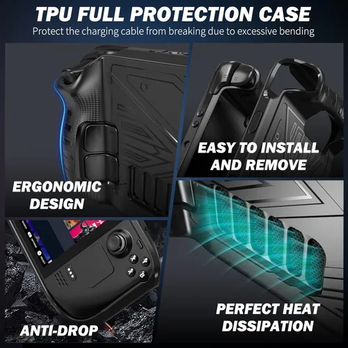 Vista 3 de Steam Deck Case,21 in 1Steam Deck Accessories Set with TPU Protective Cover Case,Adjustable Stand Dock and 2 HD Tempered Glass Screen Protector,90